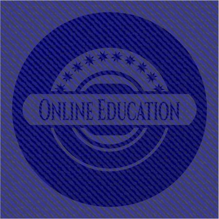 Online Education badge with denim texture