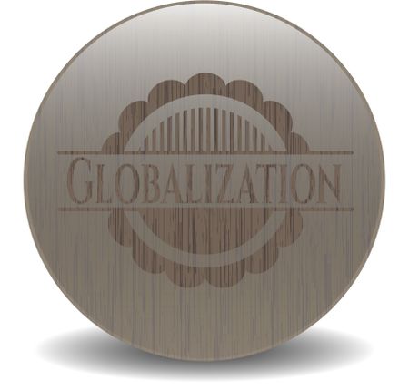 Globalization wood icon or emblem