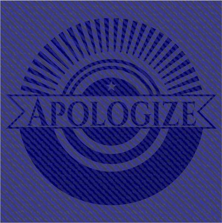 Apologize badge with denim texture