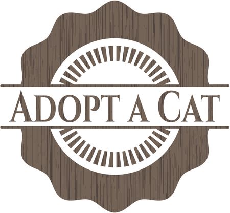 Adopt a Cat vintage wooden emblem