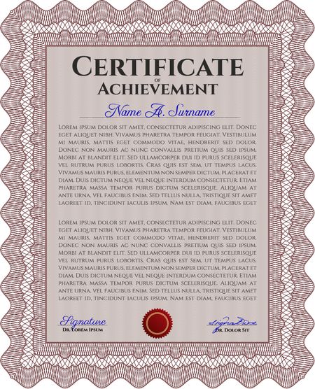 Certificate template or diploma template. Vector pattern that is used in currency and diplomas.Complex background. Superior design. Red color.