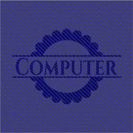 Computer emblem with jean background