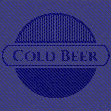 Cold Beer emblem with jean background
