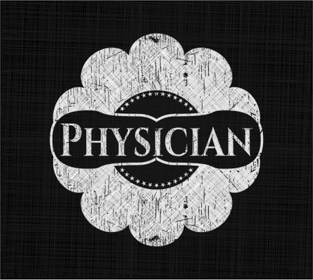 Physician chalkboard emblem written on a blackboard