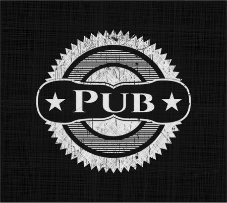 Pub chalk emblem, retro style, chalk or chalkboard texture