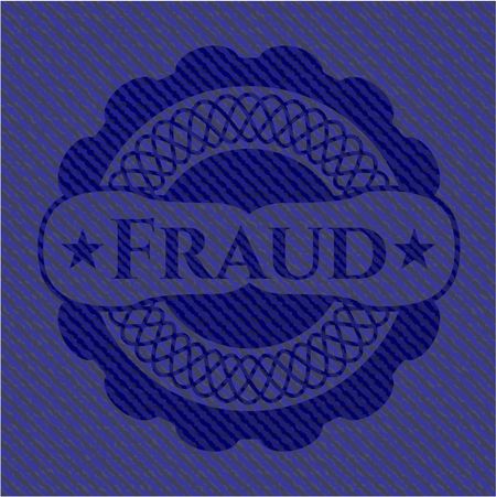 Fraud emblem with jean background