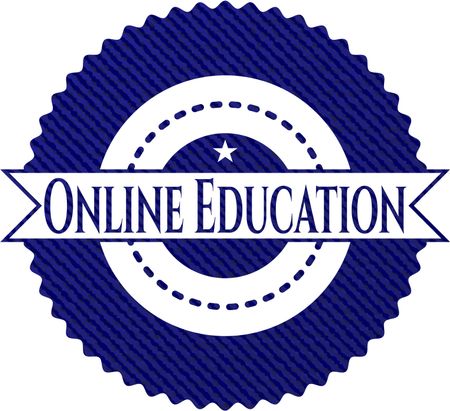 Online Education emblem with jean high quality background