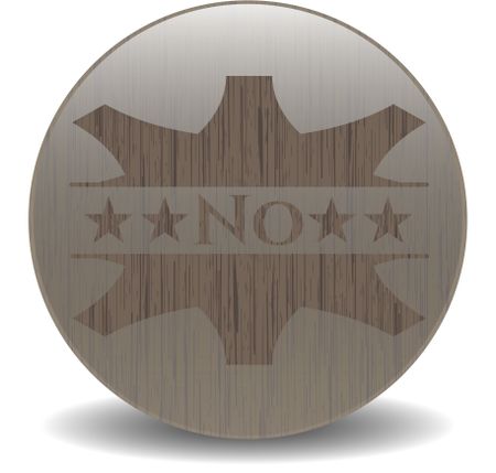 No badge with wooden background