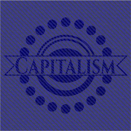 Capitalism emblem with denim texture