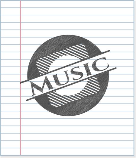Music pencil strokes emblem
