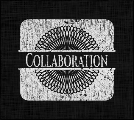 Collaboration chalk emblem, retro style, chalk or chalkboard texture