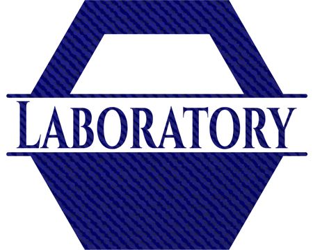 Laboratory emblem with jean background
