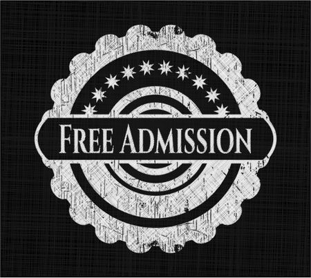 Free Admission chalkboard emblem on black board