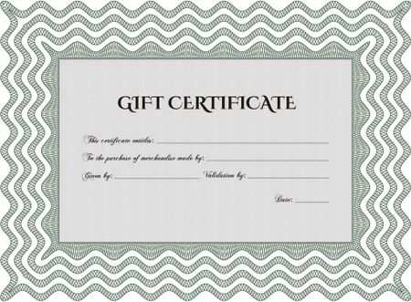 Retro Gift Certificate template. Beauty design. Border, frame. With linear background.