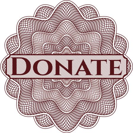 Donate written inside a money style rosette