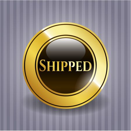 Shipped gold emblem or badge
