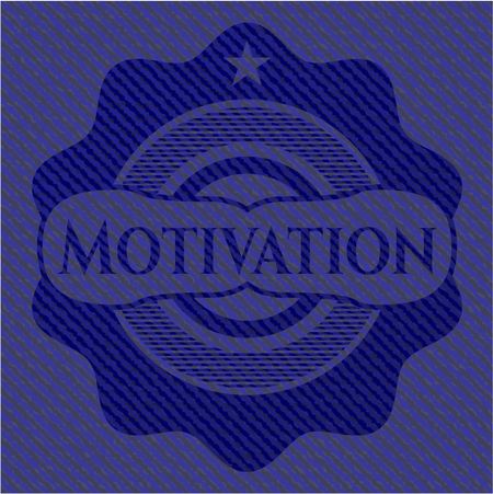 Motivation emblem with jean high quality background