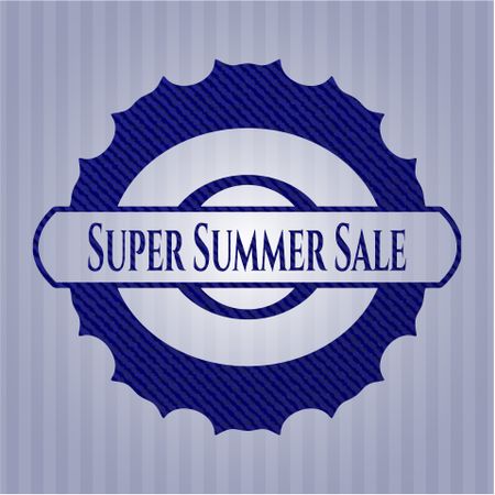 Super Summer Sale badge with jean texture