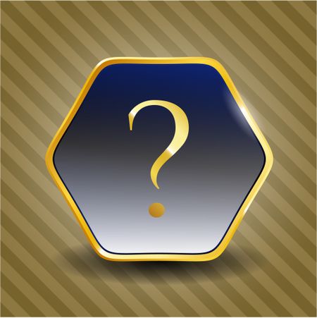 Question Mark gold shiny badge