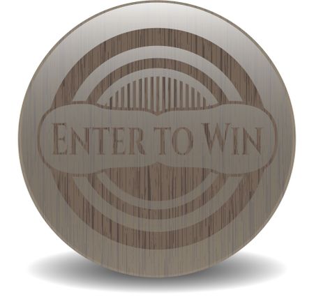 Enter to Win retro wood emblem