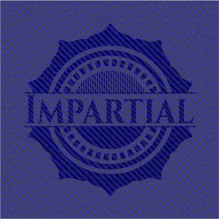 Impartial badge with denim texture