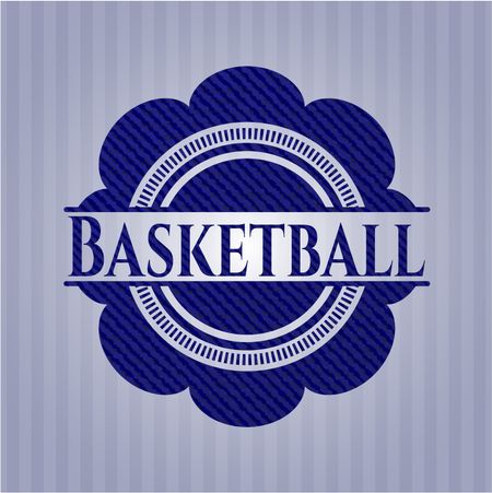 Basketball badge with denim background