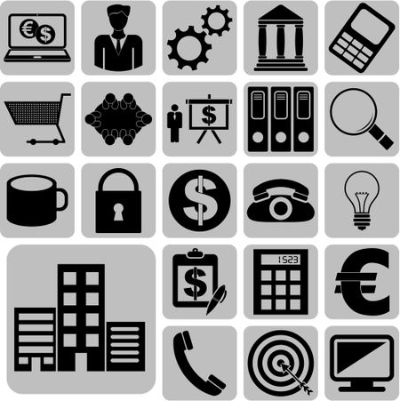 business icon set. 22 icons total. Quality Icons.