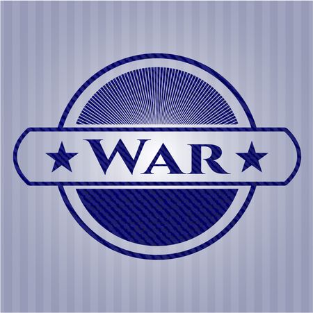 War badge with denim background