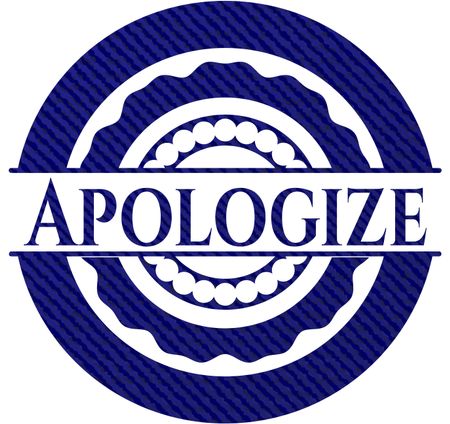 Apologize badge with denim background