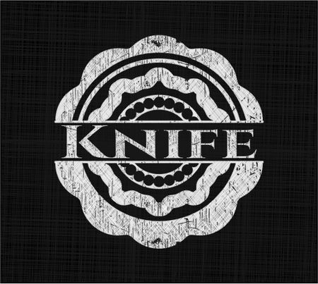 Knife chalk emblem, retro style, chalk or chalkboard texture