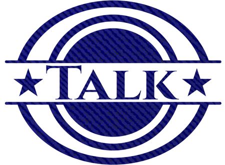 Talk emblem with jean background