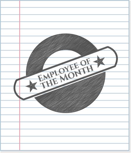 Employee of the Month emblem with pencil effect