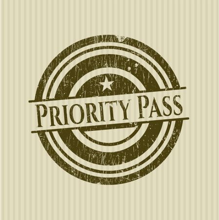 Priority Pass rubber stamp with grunge texture