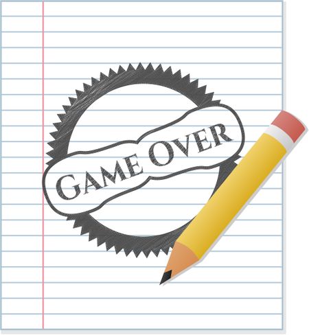 Game Over emblem draw with pencil effect