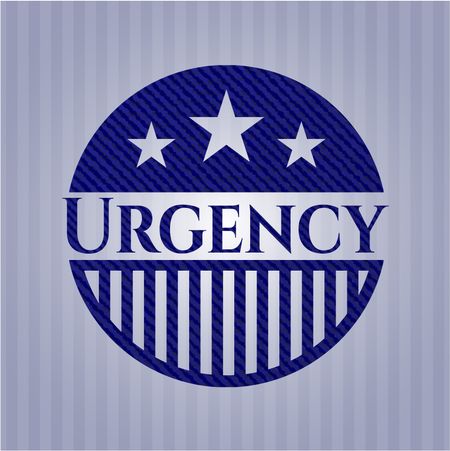 Urgency jean or denim emblem or badge background