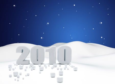 2010 over a snowy landscape - new year concepts