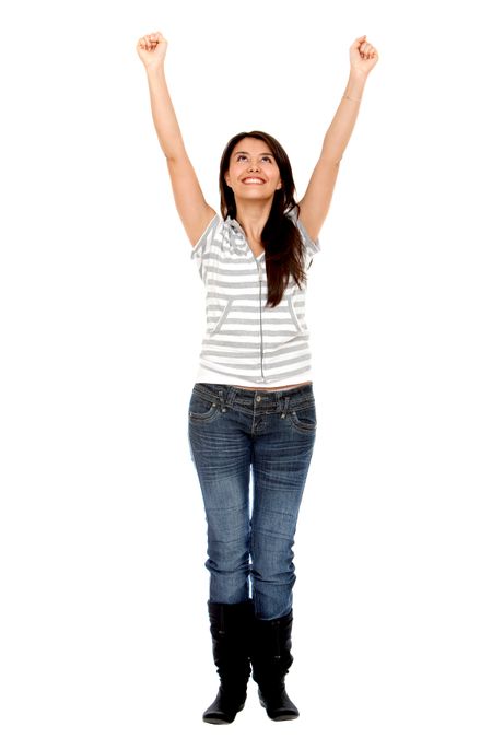 successful casual woman isolated over a white background