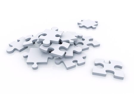 3D pieces of a puzzle isolated over a white background