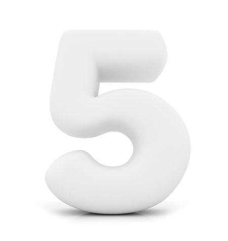 Number five in 3D isolated over a white background