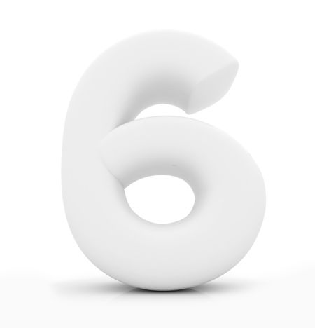 Number six on 3D isolated over a white background