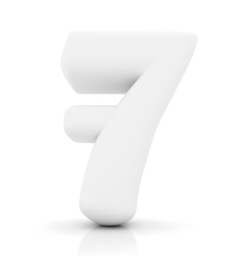Number seven in 3D isolated over a white background