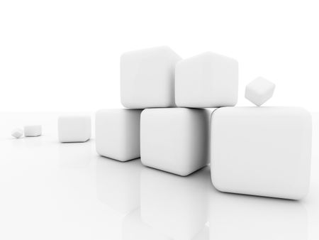 Cubes in 3D isolated over a white background