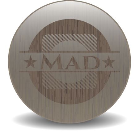Mad wooden emblem. Retro
