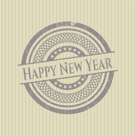Happy New Year rubber stamp with grunge texture