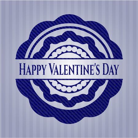 Happy Valentine's Day emblem with denim high quality background