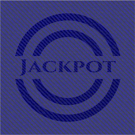 Jackpot badge with denim texture
