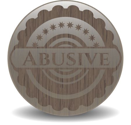 Abusive wooden emblem. Vintage.