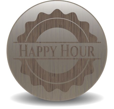 Happy Hour wooden emblem. Retro