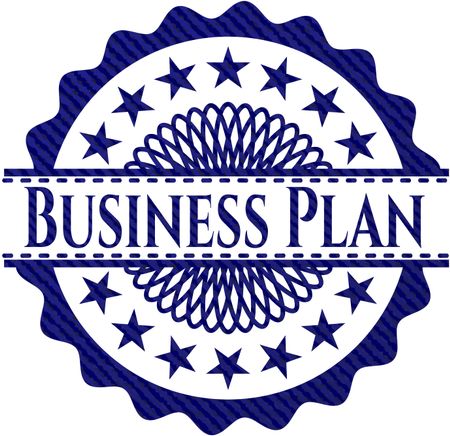 Business Plan emblem with jean high quality background
