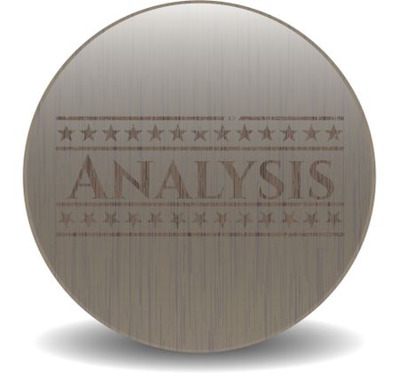 Analysis badge with wood background